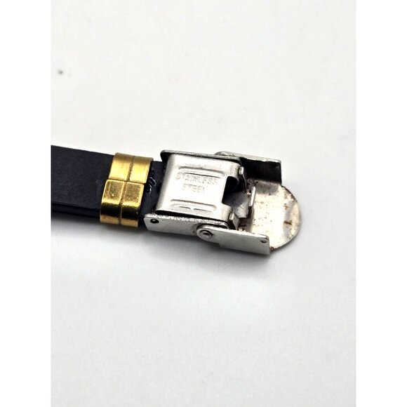 Stainless Steel and rubber bracelet.  Stainless front and buckle clasp - Picture 7 of 7